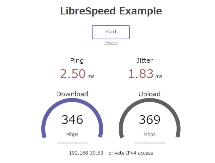 LibreSpeed画面
