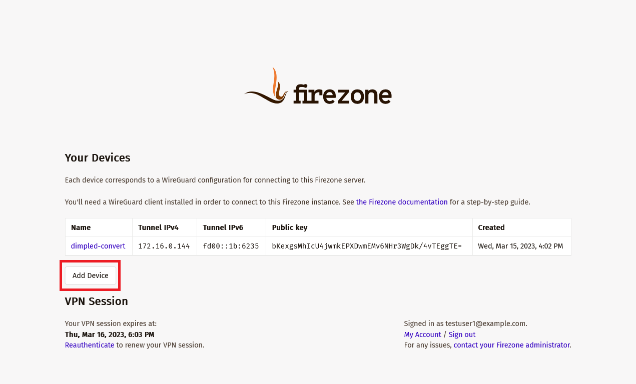 Firezoneのデバイス登録