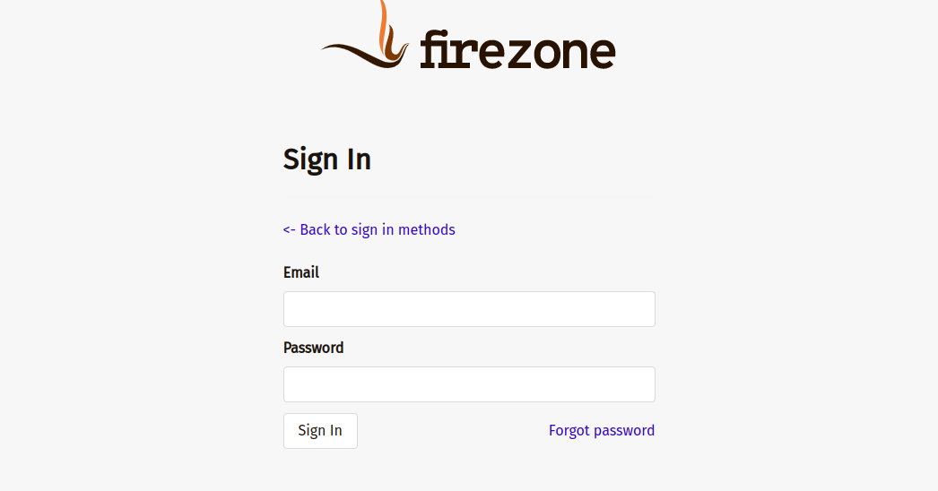 Firezoneのログイン情報入力画面