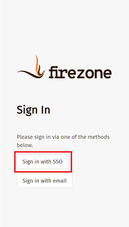 FirezoneのiphoneSSOログイン画面