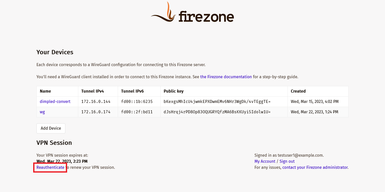 Firezoneの再認証