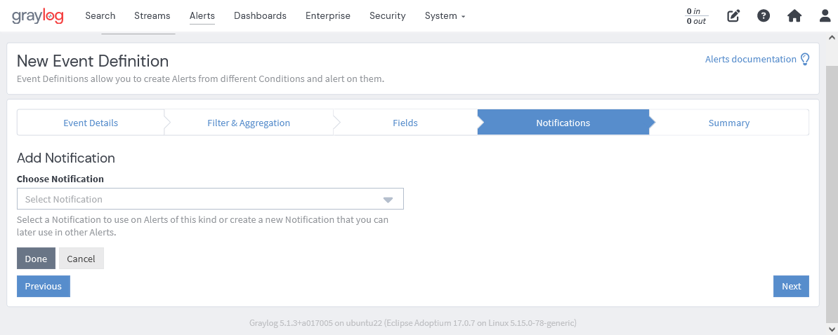 Graylogのイベント通知設定