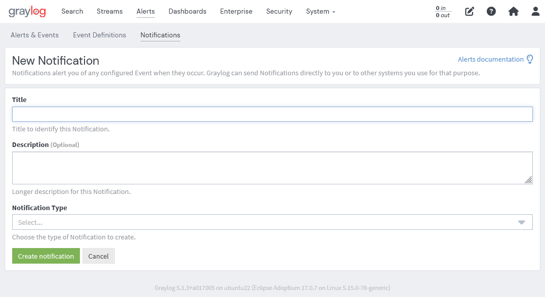 Graylogの通知テンプレート作成画面