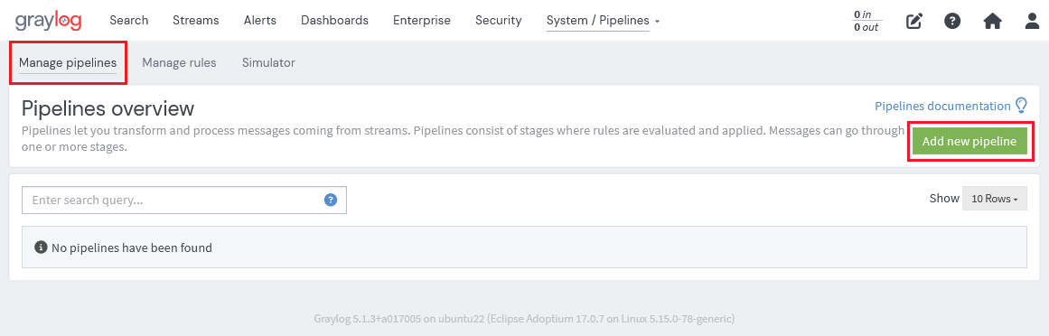 Graylogのpipeline作成