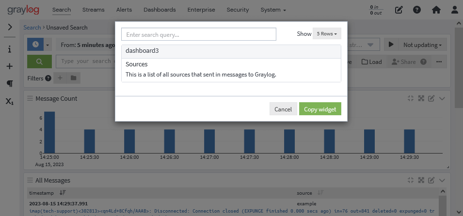 Graylogのウィジェットのコピー