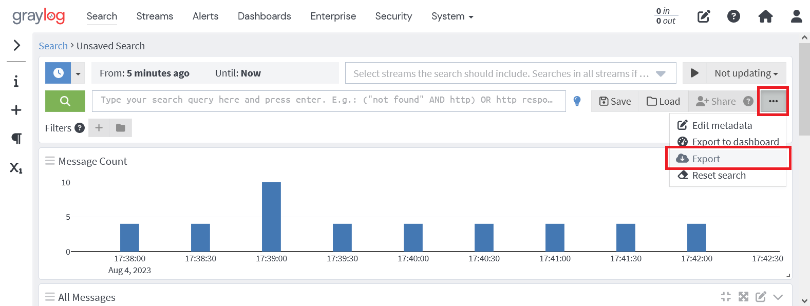 GraylogのCSVエクスポート