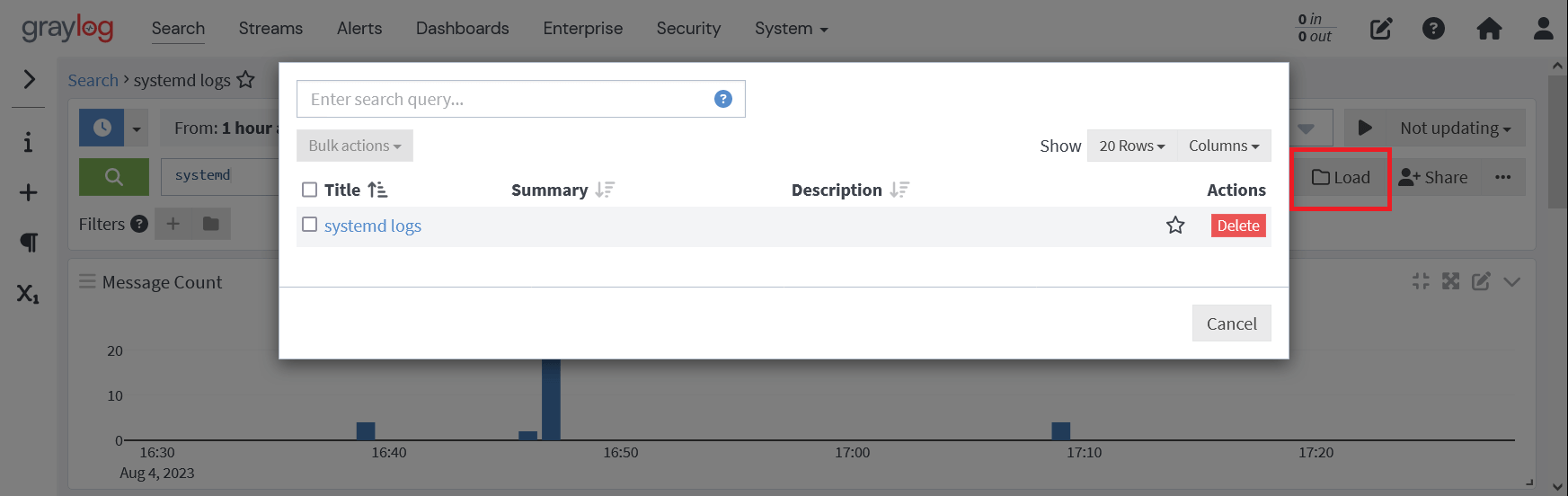 Graylogの検索方法の削除