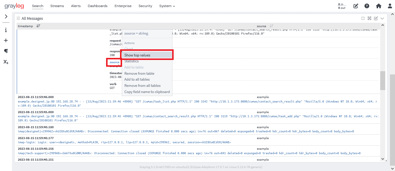 Graylogのランキング表示