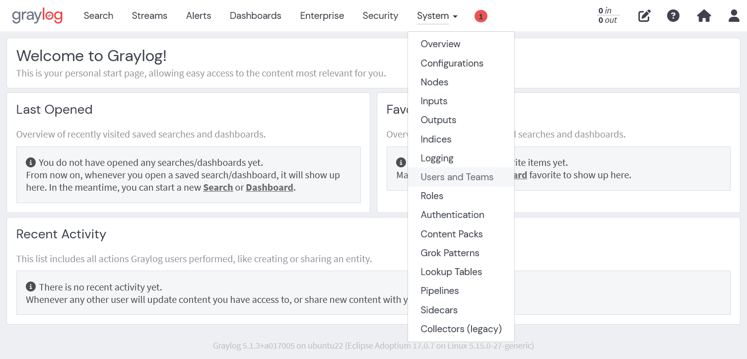 Graylogのユーザ管理画面への遷移