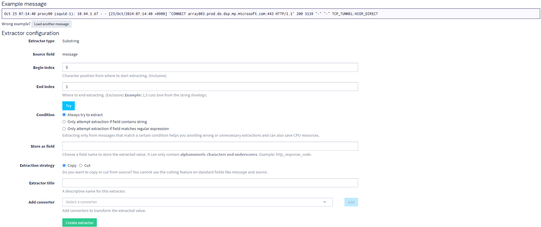 GraylogのSubstr