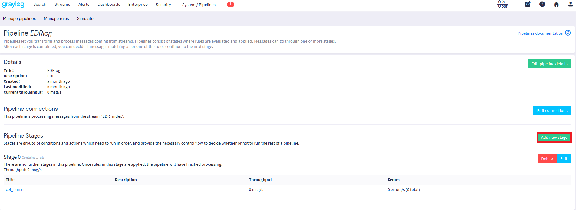 Graylogのpipeline作成