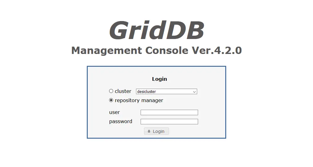 GridDB:ログイン画面