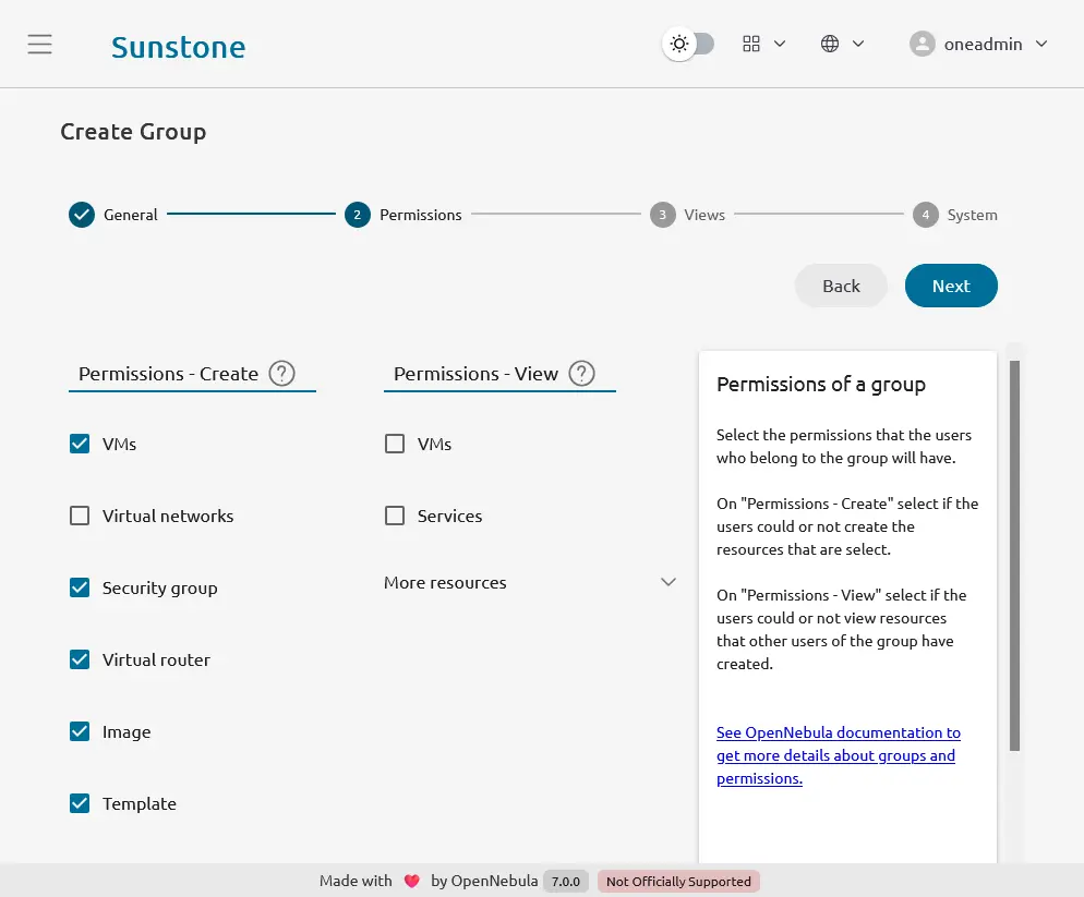 ユーザグループ設定画面