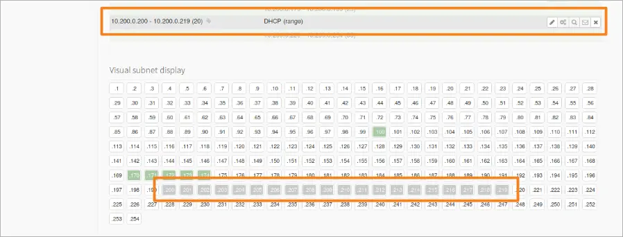 DHCPで割り当てるIPアドレス範囲の設定